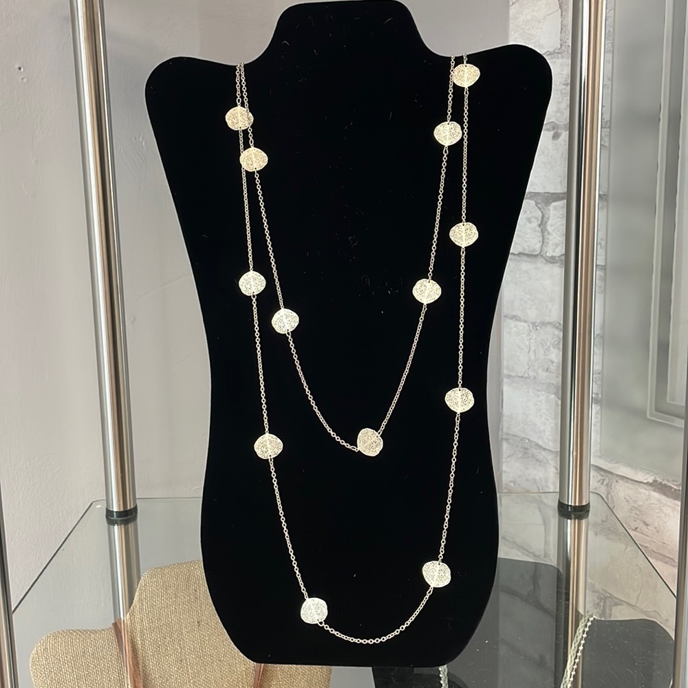 Milano by Nanni Italian made long strand necklace. Silver tone.